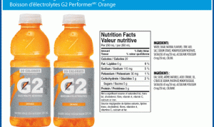 Nutrition facts of gatorade g2