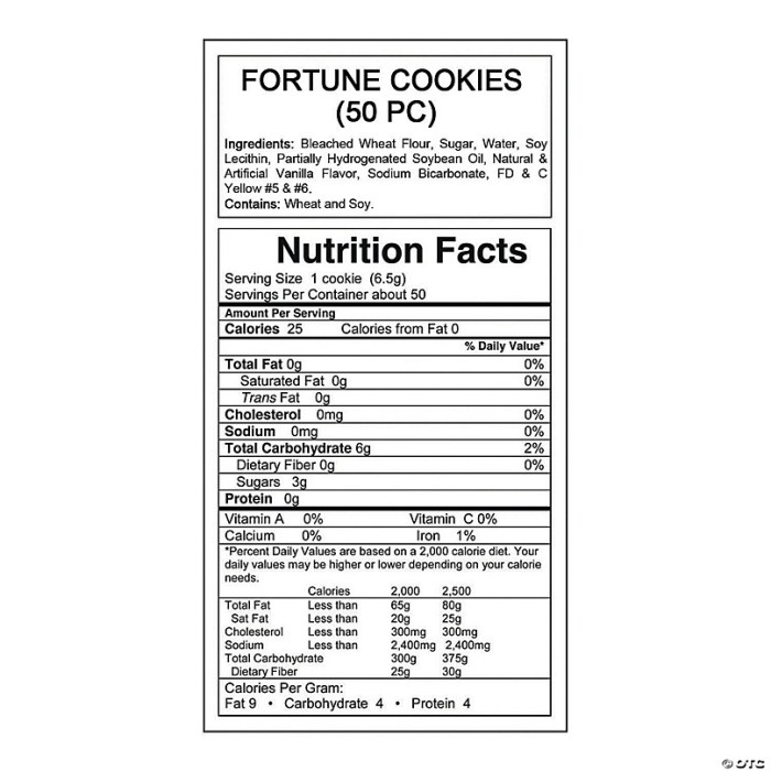 Fortune cookie nutrition facts